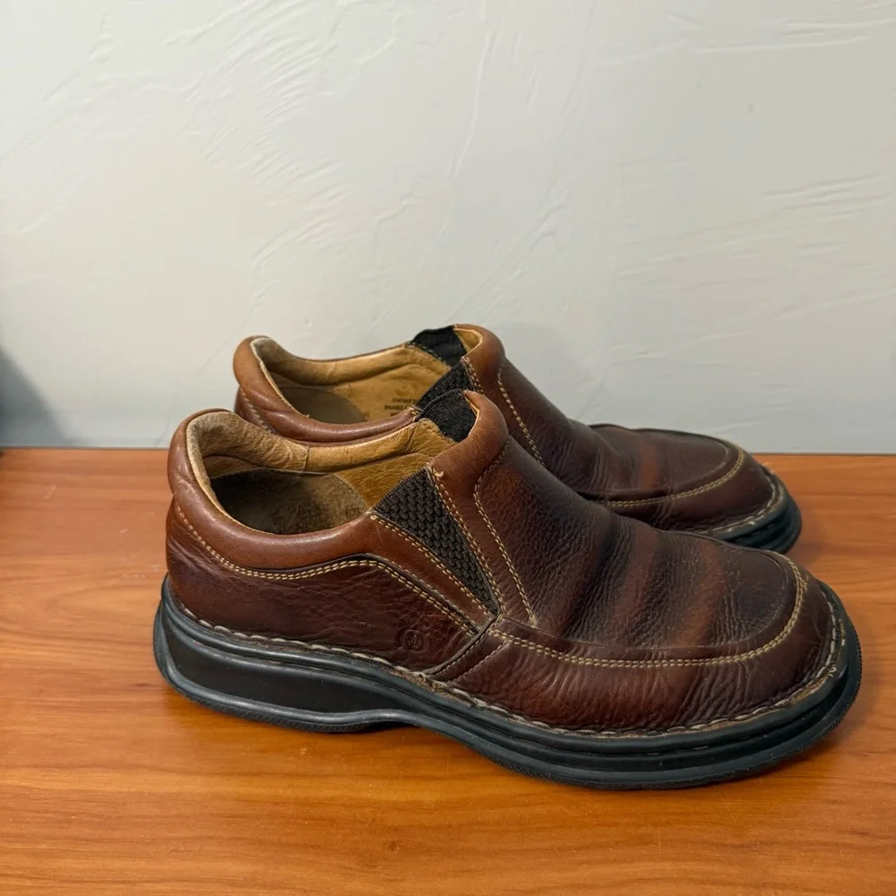 Born Men's Brown Leather Loafer Slip On‎ Casual Casual Versatile Comfort M9